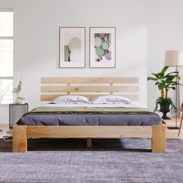 Träbädd Dubbelbädd med huvudgavel, sängram med ribbotten - 200 x 140 cm Massivt trä