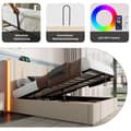 Miniatyrbild 5 av 6: Stoppad säng Laddningsfunktion USB Typ C APP-kontroll LED 160 x 200 sängram, beige linnetyg (med madrass)