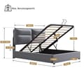 Miniatyrbild 6 av 6: Hydraulisk dubbelsäng Cirkulär stoppad säng 140x200 cm, säng med metallribbotten, sammet, grå (utan madrass)