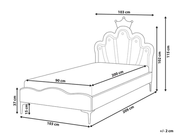 Seng hvid fløjlspolstring 90 x 200 cm med hovedgærde og LED-belysning moderne traditionel stil børneværelse