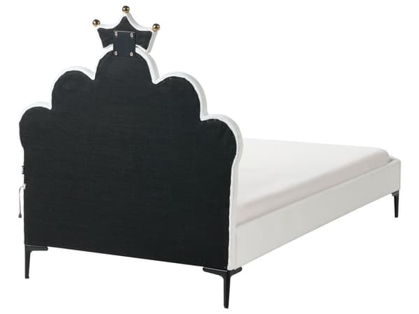 Seng hvid fløjlspolstring 90 x 200 cm med hovedgærde og LED-belysning moderne traditionel stil børneværelse