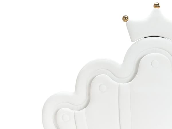 Seng hvid fløjlspolstring 90 x 200 cm med hovedgærde og LED-belysning moderne traditionel stil børneværelse
