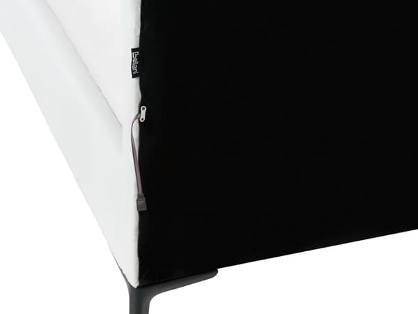 Seng hvid fløjlspolstring 90 x 200 cm med hovedgærde og LED-belysning moderne traditionel stil børneværelse