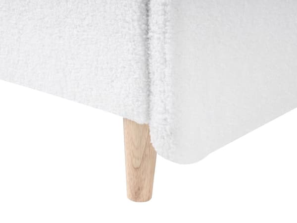 Seng cremehvid spændepolstring 90 x 200 cm med hovedgærde moderne traditionel stil børneværelse