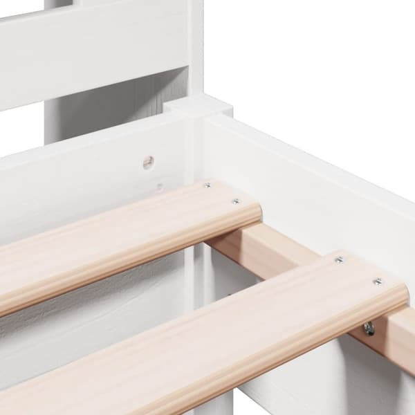 Säng med bokhylla utan madrass vit 75x190cm massiv furu