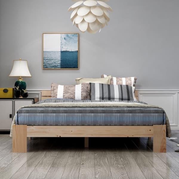 Rootz dobbeltseng med hovedgærde - fyrretræbedamme - naturlig træbed - 144 cm x 210 cm x 67,5 cm