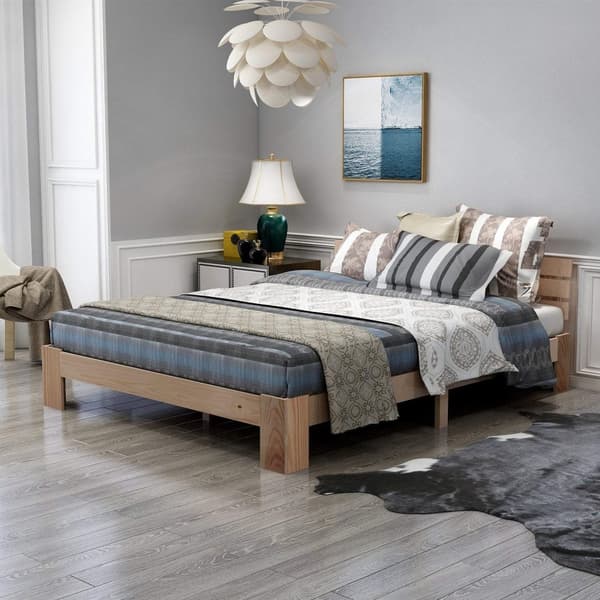 Rootz dobbeltseng med hovedgærde - fyrretræbedamme - naturlig træbed - 144 cm x 210 cm x 67,5 cm
