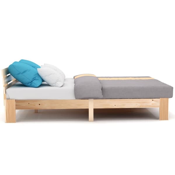 Rootz dobbeltseng med hovedgærde - fyrretræbedamme - naturlig træbed - 144 cm x 210 cm x 67,5 cm