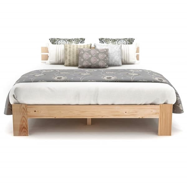 Rootz dobbeltseng med hovedgærde - fyrretræbedamme - naturlig træbed - 144 cm x 210 cm x 67,5 cm
