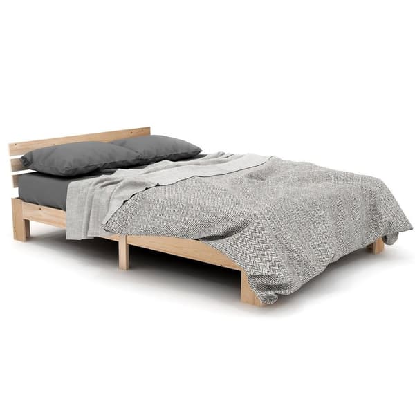 Rootz dobbeltseng med hovedgærde - fyrretræbedamme - naturlig træbed - 144 cm x 210 cm x 67,5 cm
