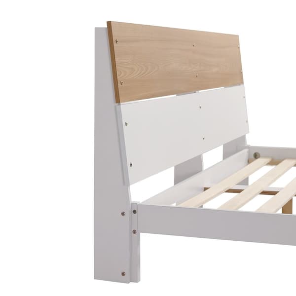 Rootz kaksoisvuode päätyyn - moderni sänky - tukeva runko - optimaalinen stabiilisuus - 216,5 cm x 172 cm x 82 cm - valkoinen + luonnollinen