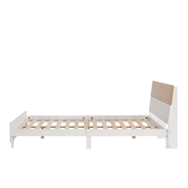 Rootz kaksoisvuode päätyyn - moderni sänky - tukeva runko - optimaalinen stabiilisuus - 216,5 cm x 172 cm x 82 cm - valkoinen + luonnollinen