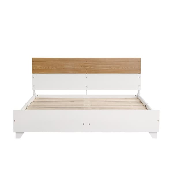 Rootz kaksoisvuode päätyyn - moderni sänky - tukeva runko - optimaalinen stabiilisuus - 216,5 cm x 172 cm x 82 cm - valkoinen + luonnollinen