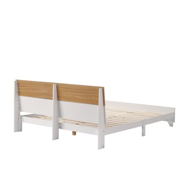 Rootz kaksoisvuode päätyyn - moderni sänky - tukeva runko - optimaalinen stabiilisuus - 216,5 cm x 172 cm x 82 cm - valkoinen + luonnollinen