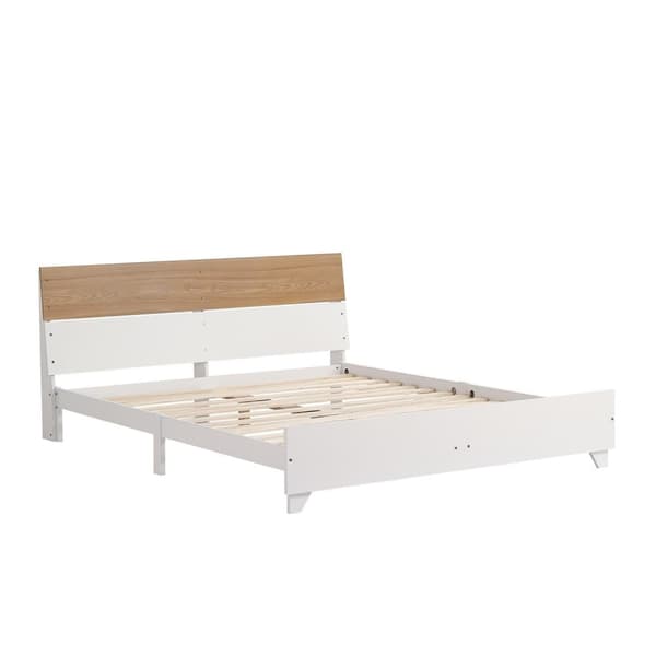 Rootz kaksoisvuode päätyyn - moderni sänky - tukeva runko - optimaalinen stabiilisuus - 216,5 cm x 172 cm x 82 cm - valkoinen + luonnollinen