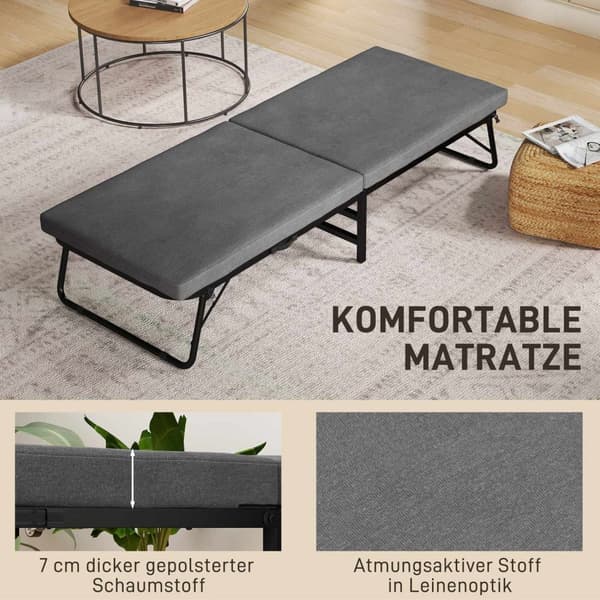 Rootz Folding Bed - Vierasänky - Säädettävä nukkuja - Mukavuuspatja - 190x70cm - 4 pyörää helppoa liikkuvuutta varten
