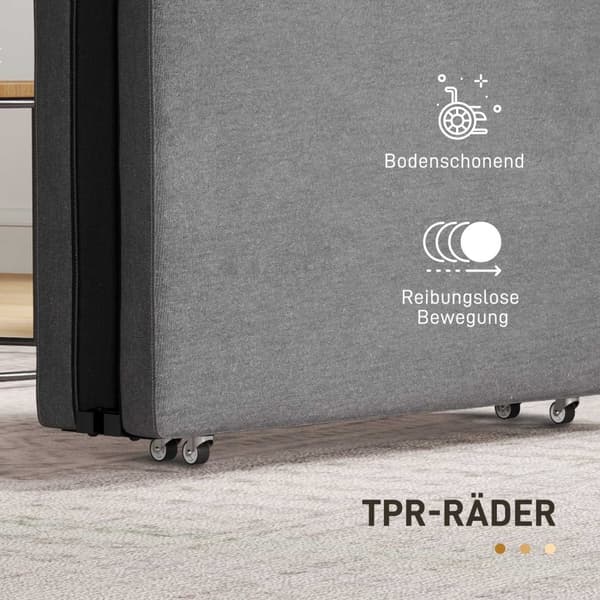 Rootz Folding Bed - Vierasänky - Säädettävä nukkuja - Mukavuuspatja - 190x70cm - 4 pyörää helppoa liikkuvuutta varten