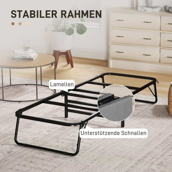 Rootz Folding Bed - Vierasänky - Säädettävä nukkuja - Mukavuuspatja - 190x70cm - 4 pyörää helppoa liikkuvuutta varten