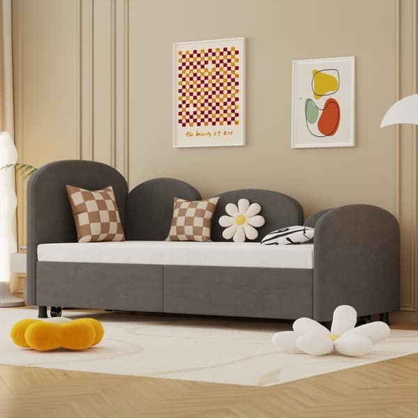 Rootz SOFA -säng med lådor - Tvillingstorlek klädd - Velvet SOFA - Extra förvaring - 210 cm x 99 cm x 82,5 cm