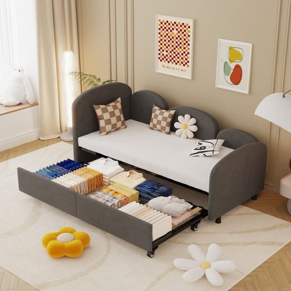 Rootz SOFA -säng med lådor - Tvillingstorlek klädd - Velvet SOFA - Extra förvaring - 210 cm x 99 cm x 82,5 cm
