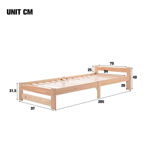 Rootz Solid Wood Bed Frame - Wooden Bed - Pine Bed - Miljøvenlig - 205L X 97W X 49H cm
