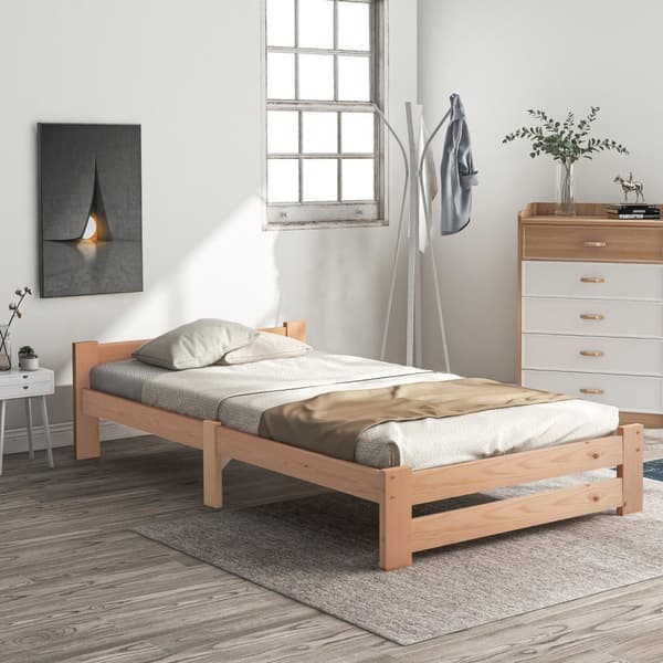 Rootz Solid Wood Bed Frame - Wooden Bed - Pine Bed - Miljøvenlig - 205L X 97W X 49H cm