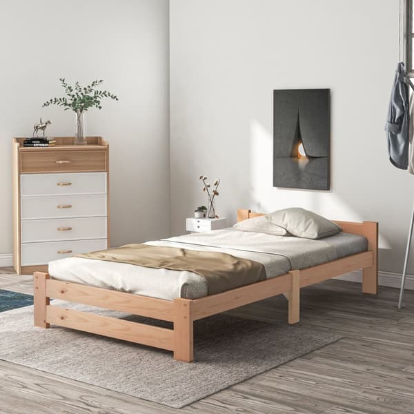 Rootz Solid Wood Bed Frame - Wooden Bed - Pine Bed - Miljøvenlig - 205L X 97W X 49H cm