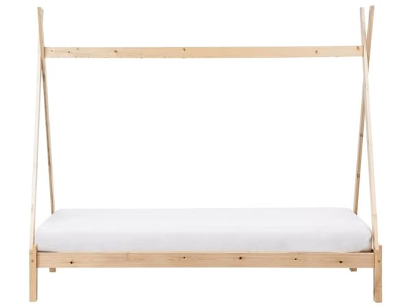 Børneseng tipi lyst fyrretræ 90 x 200 cm enkeltseng til børn lamelbundsseng