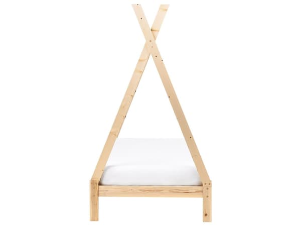 Børneseng tipi lyst fyrretræ 90 x 200 cm enkeltseng til børn lamelbundsseng