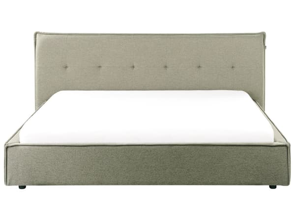 Vandseng Grøn Stof 180 x 200 cm Moderne Dobbeltseng med Sengegavl To Mands Sengeramme Vand Madras Minimalistisk Design Skandinavisk