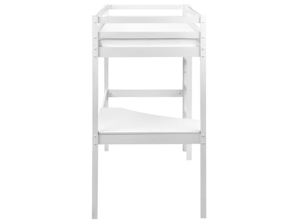 Højseng med Skrivebord Hvid Træ 90 x 200 Etageseng til Børn Sengehest Moderne Køjeseng med Stige Børneværelse