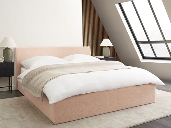 Sengeramme med oppbevaring Beige Bouclé 160 x 200 cm Sengegavl Moderne design Dobbeltseng Soverom