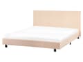 Miniatyrbilde 4 av 11: Sengeramme Beige Bouclé 160 x 200 cm Lamellbunn Sengegavl Moderne design Dobbeltseng Soverom