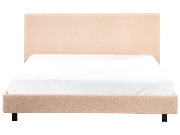 Sengeramme Beige Bouclé 160 x 200 cm Lamellbunn Sengegavl Moderne design Dobbeltseng Soverom