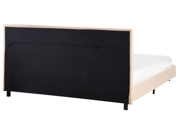 Sengeramme Beige Bouclé 160 x 200 cm Lamellbunn Sengegavl Moderne design Dobbeltseng Soverom
