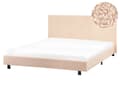 Miniatyrbilde 1 av 11: Sengeramme Beige Bouclé 160 x 200 cm Lamellbunn Sengegavl Moderne design Dobbeltseng Soverom