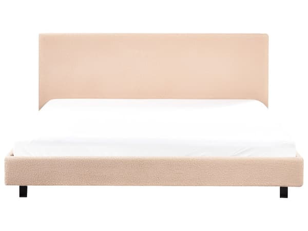 Sengeramme Beige Bouclé 180 x 200 cm Lamellbunn Sengegavl Moderne design Dobbeltseng Soverom