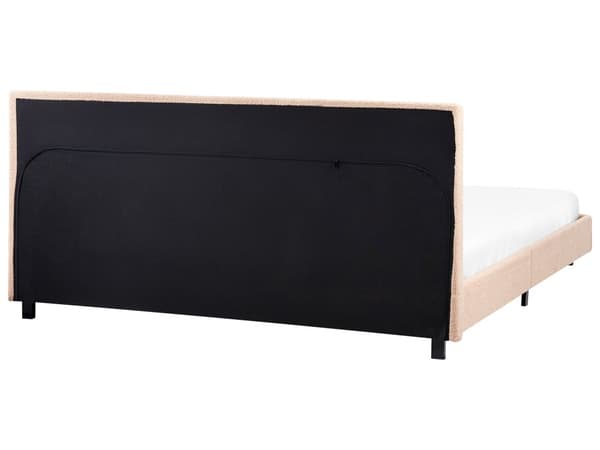 Sengeramme Beige Bouclé 180 x 200 cm Lamellbunn Sengegavl Moderne design Dobbeltseng Soverom