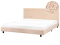 Miniatyrbilde 1 av 11: Sengeramme Beige Bouclé 180 x 200 cm Lamellbunn Sengegavl Moderne design Dobbeltseng Soverom