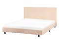 Miniatyrbilde 4 av 11: Sengeramme Beige Bouclé 140 x 200 cm Lamellbunn Sengegavl Moderne design Dobbeltseng Soverom