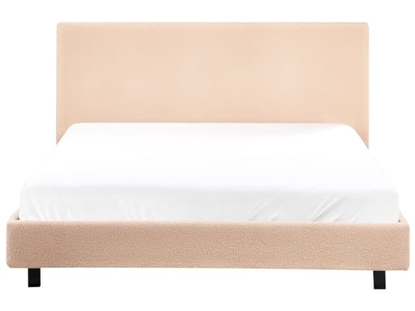 Sengeramme Beige Bouclé 140 x 200 cm Lamellbunn Sengegavl Moderne design Dobbeltseng Soverom