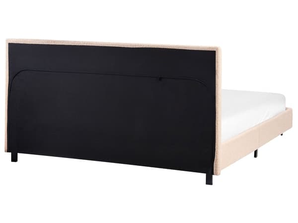 Sengeramme Beige Bouclé 140 x 200 cm Lamellbunn Sengegavl Moderne design Dobbeltseng Soverom
