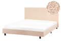 Miniatyrbilde 1 av 11: Sengeramme Beige Bouclé 140 x 200 cm Lamellbunn Sengegavl Moderne design Dobbeltseng Soverom