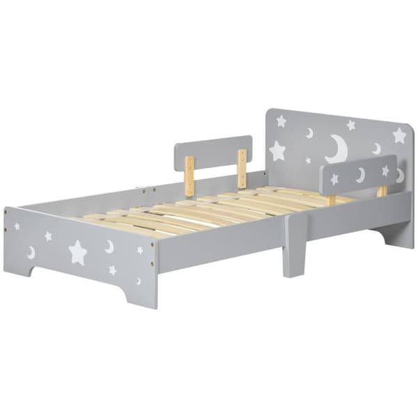Rootzin lasten sänky - lasten pinnasänky - taaperovuode - turvapaneelit - 143 cm x 76cm x 49cm - harmaa - tähti- ja kuun muotoilu