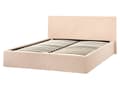 Miniatyrbillede 5 af 11: Seng Beige Boucle 160 x 200 cm Moderne To Mands Seng med Opbevaring Blød Sengegavl Dobbeltseng Sengeramme Retro Design