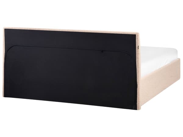 Seng Beige Boucle 140 x 200 cm Dekorativ Tre Kvart Seng med Sengegavl Halvanden Mands Kvalitetseng med Opbevaring Teenageværelse