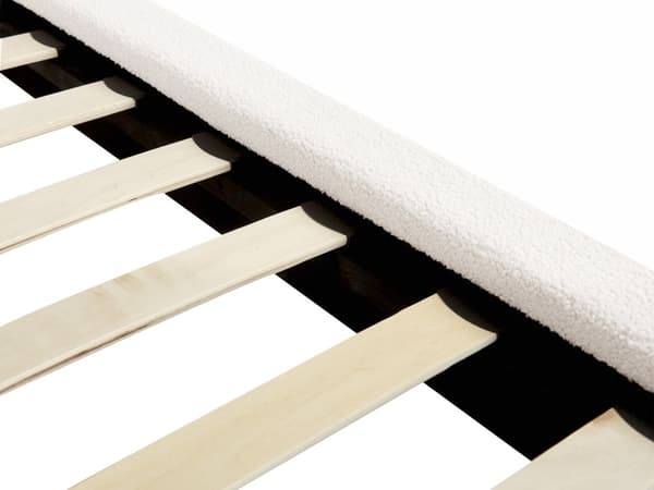 Seng Off White Boucle 160 x 200 cm Moderne To Mands Blød Sengegavl Dobbeltseng Sengeramme Retro Design Stofseng Plys