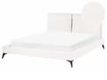 Miniatyrbillede 1 af 11: Seng Off White Boucle 160 x 200 cm Moderne To Mands Blød Sengegavl Dobbeltseng Sengeramme Retro Design Stofseng Plys