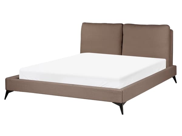 Seng Brun Boucle 160 x 200 cm Moderne To Mands Blød Sengegavl Dobbeltseng Sengeramme Retro Design Stofseng Plys