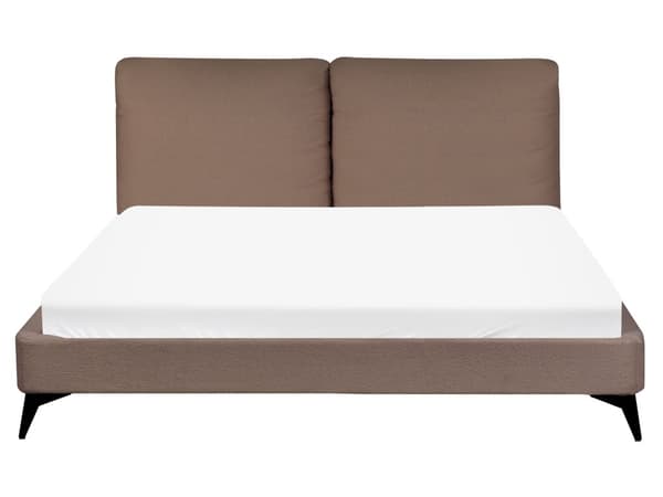 Seng Brun Boucle 160 x 200 cm Moderne To Mands Blød Sengegavl Dobbeltseng Sengeramme Retro Design Stofseng Plys